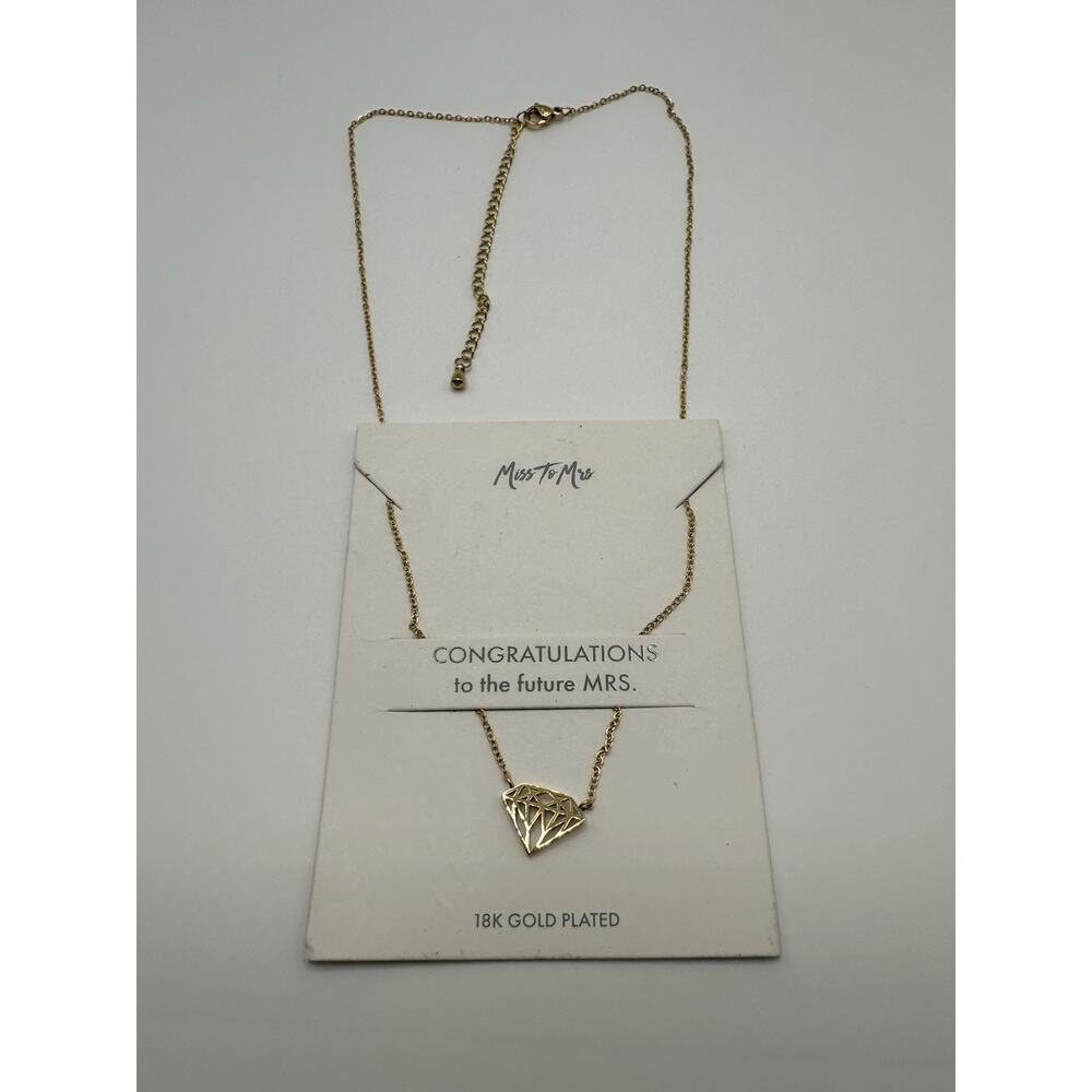 New Miss to Mrs. Charm Necklace 18K Gold Plated Adjustable Length Lobster Close